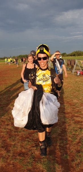 Cornelia Mihai after setting a new World Record with her Icarus Canopies Petra