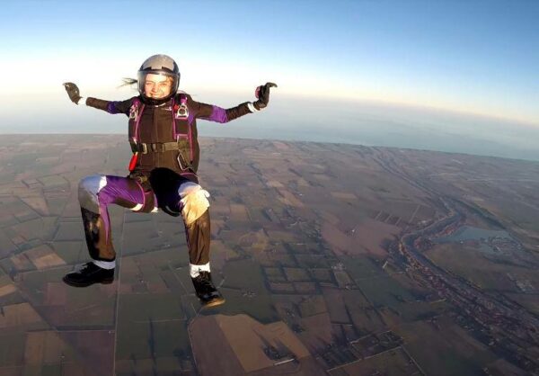 Luci sitflying above Skydiving Kiwis