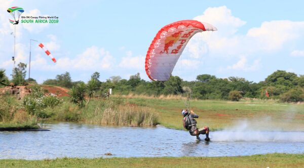 Max Manow and his Icarus Petra on the pond at Skydive Pretoria