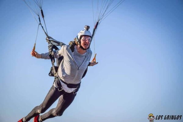 Andrew Keir landing his canopy at the end of a skydive
