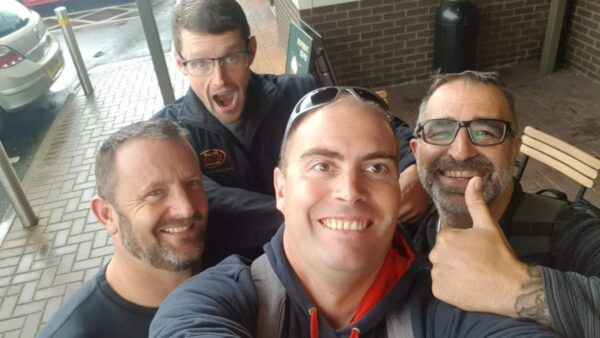 skydivers and dropzone owners together Peter Nicky Bryn Mike