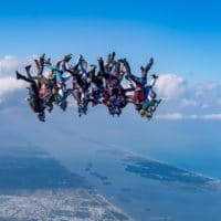 Skydivers flying head down photo edited by Ewan Cowie on Sharing Perspectives Icarus Canopies blog