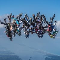 Skydivers flying head down photo edited by Steve Fitch on Sharing Perspectives Icarus Canopies blog