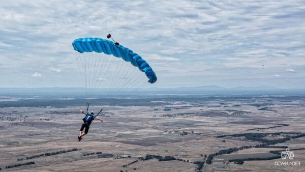 Andrew Keir flying an Icarus Canopies JFX canopy over fields