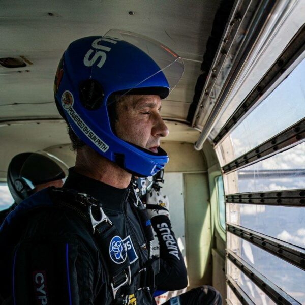 Thomas Mack head shot in skydive plane