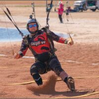 simon colmer kicking up sand in accuracy square on landing pulling down on toggles