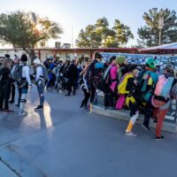 women world record project 19 skydivers stood on ground practicing exciting plane in groups