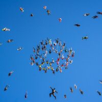 women world record project 19 view from below formation with skydivers breaking off