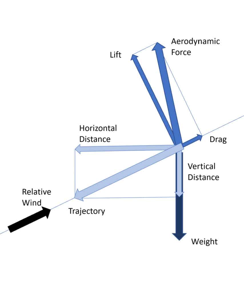 infographic showing the forces involved with glide ratio