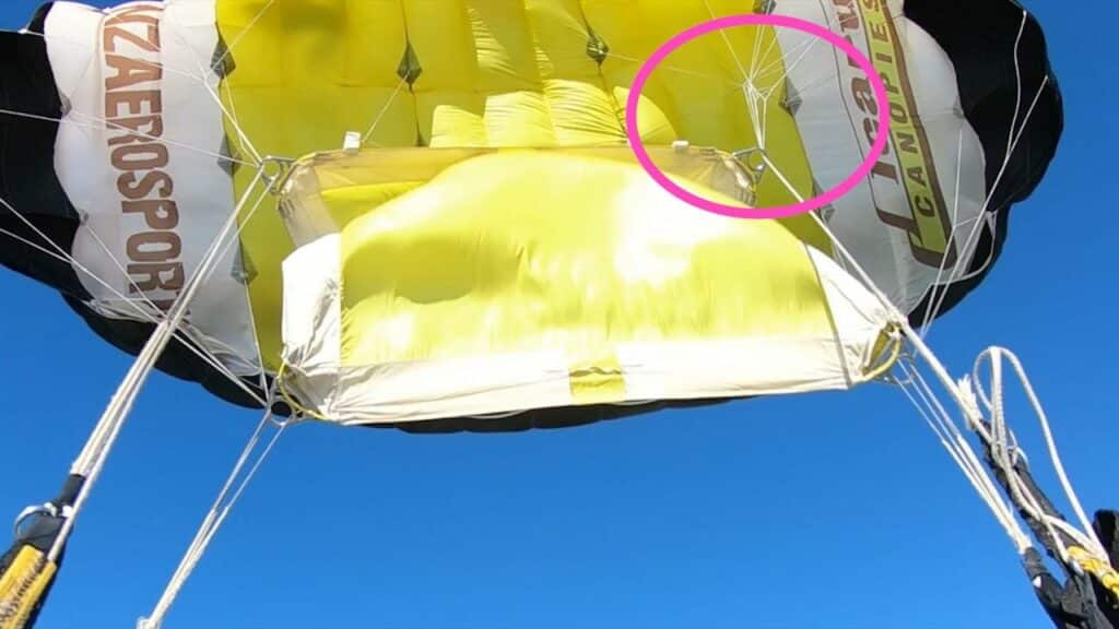 below view of leia with pink circle indicating location of slack line in brake lines