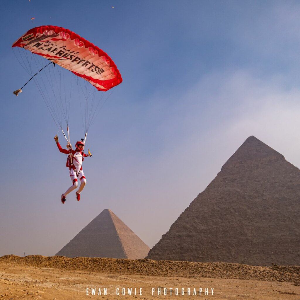 jfx 2 landing on rears in front of pyramids