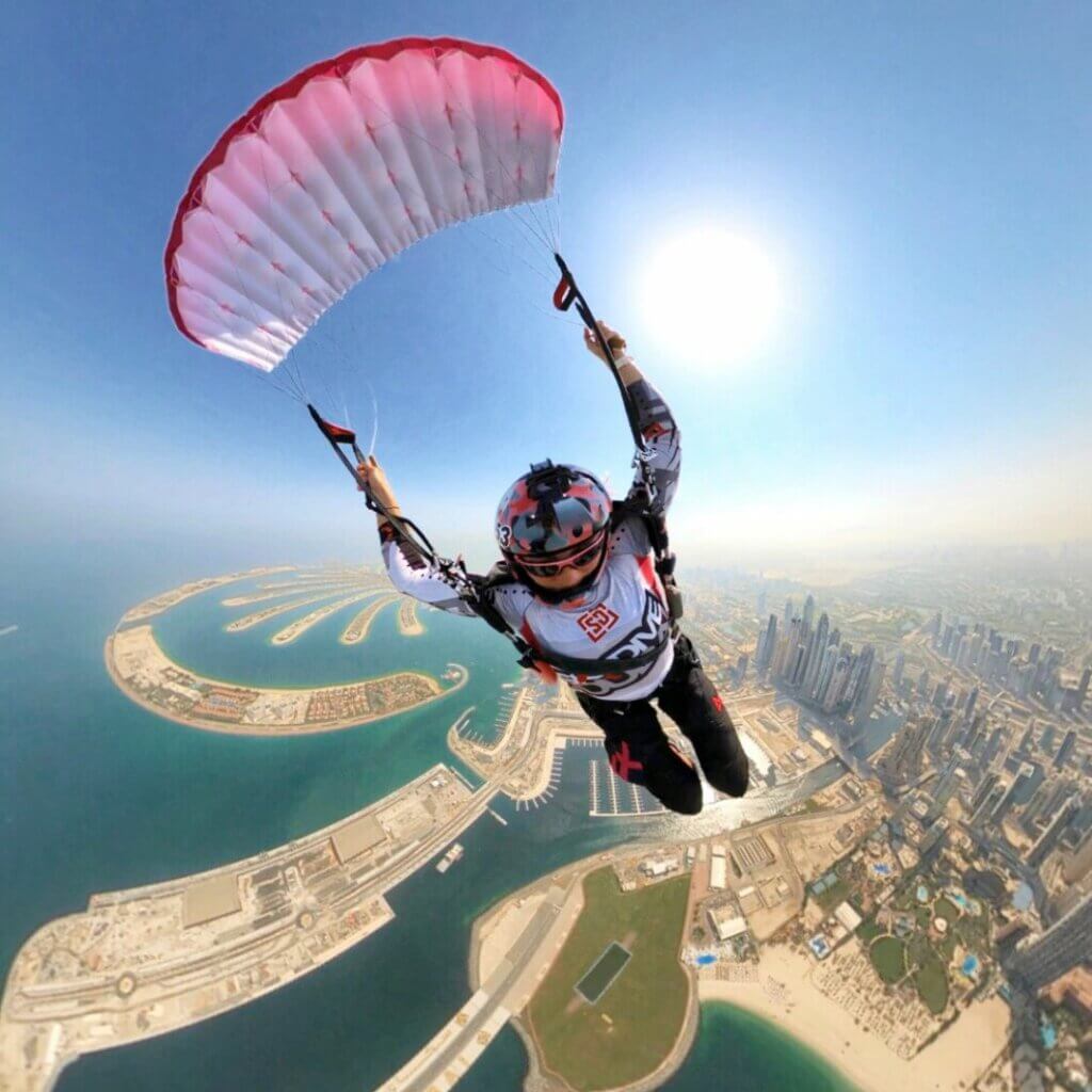 olga flying sleia over palm dubai